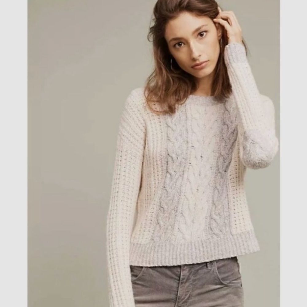 Anthropologie Sleeping on Snow Cable Knit Marie Chunky Knit Sweater | Medium